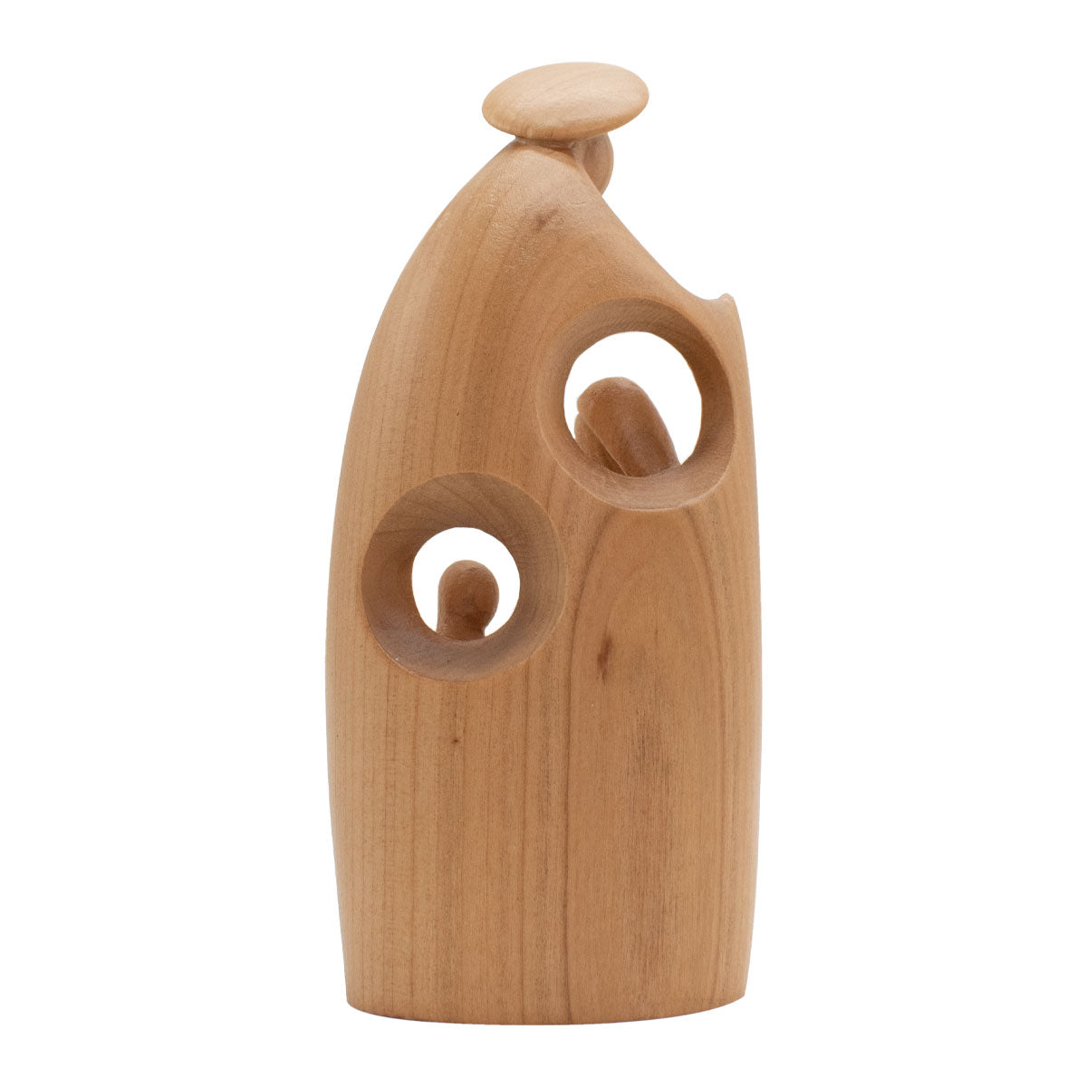 Krippenblock ‘Heilige Familie’ | aus einem Holzstück gefertigt | Made in Südtirol | Kirsche satiniert | Höhe 8,5 cm