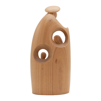 Krippenblock ‘Heilige Familie’ | aus einem Holzstück gefertigt | Made in Südtirol | Kirsche satiniert | Höhe 8,5 cm