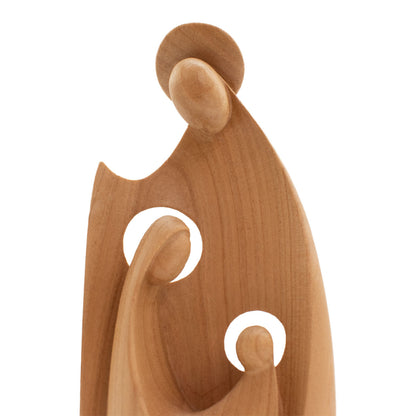 Krippenblock ‘Heilige Familie’ | aus einem Holzstück gefertigt | Made in Südtirol | Kirsche satiniert | Höhe 8,5 cm