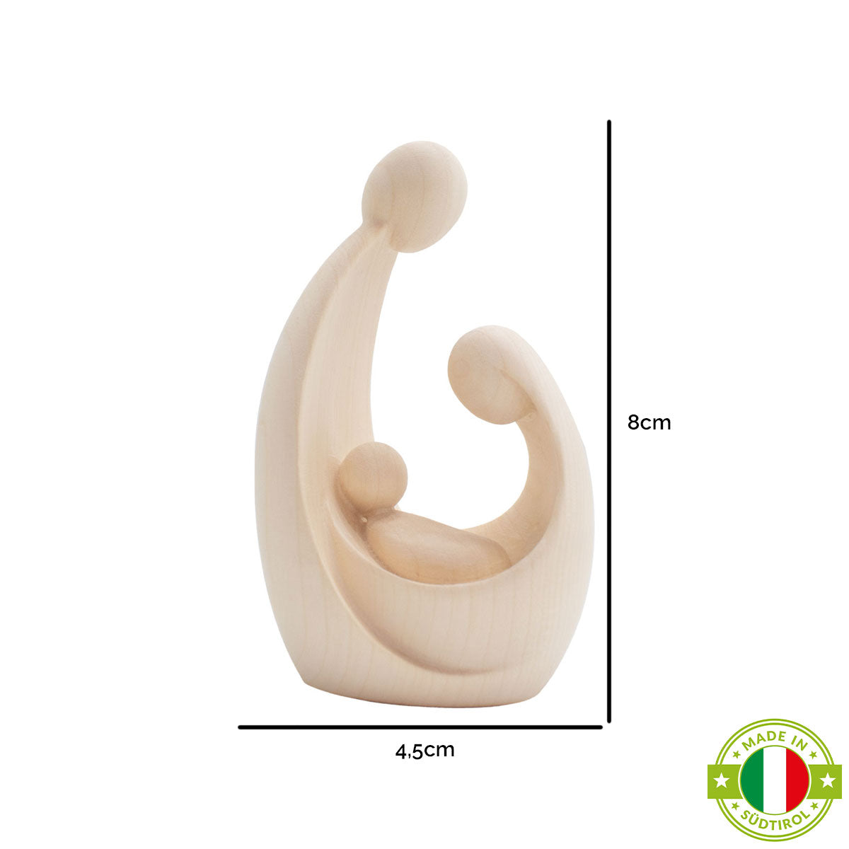 Block-Familie | Krippenblock ‘Geborgenheit’ | aus einem Holzstück gefertigt | Made in Südtirol | Ahorn natur | Höhe 8 cm