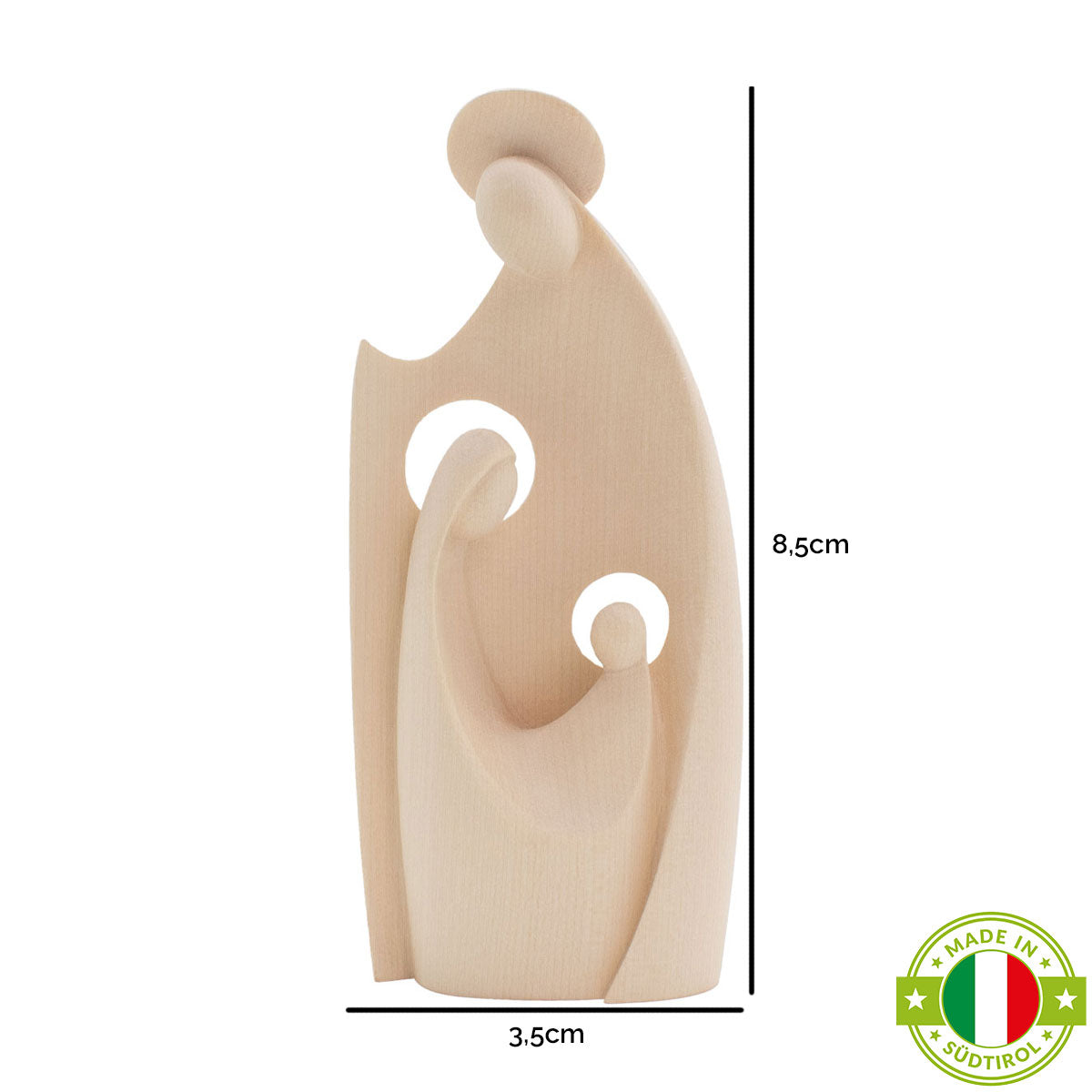 Krippenblock ‘Heilige Familie’ | aus einem Holzstück gefertigt | Made in Südtirol | Ahorn natur | Höhe 8,5 cm
