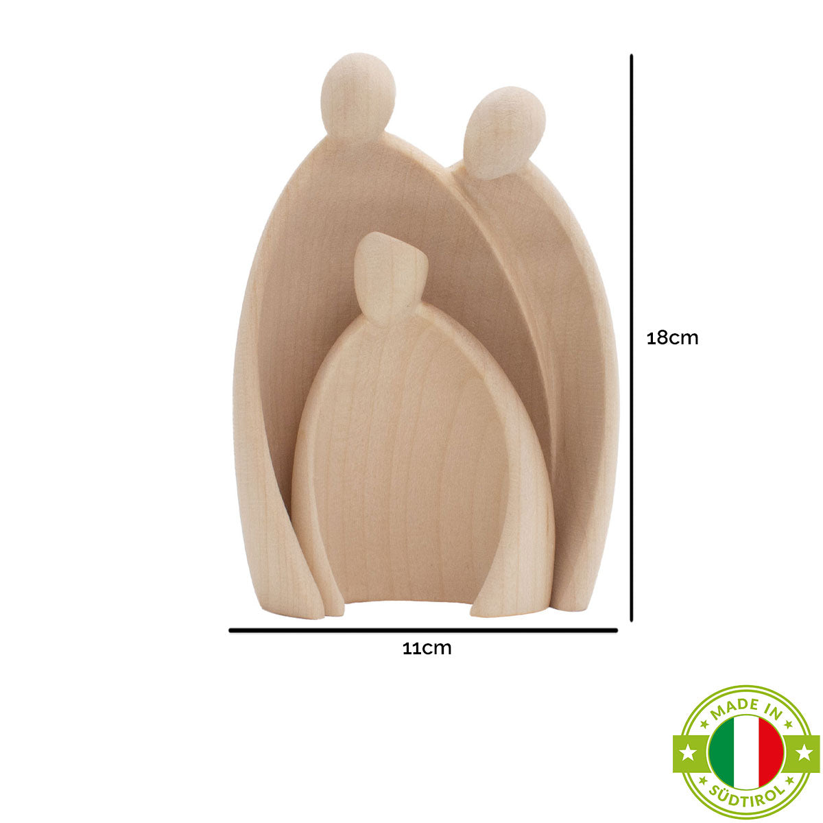 Krippenfigurenset ‘Heilige Drei Könige’ | 2-teilig | Ahorn natur | Made in Südtirol | Größe D - Höhe 18 cm