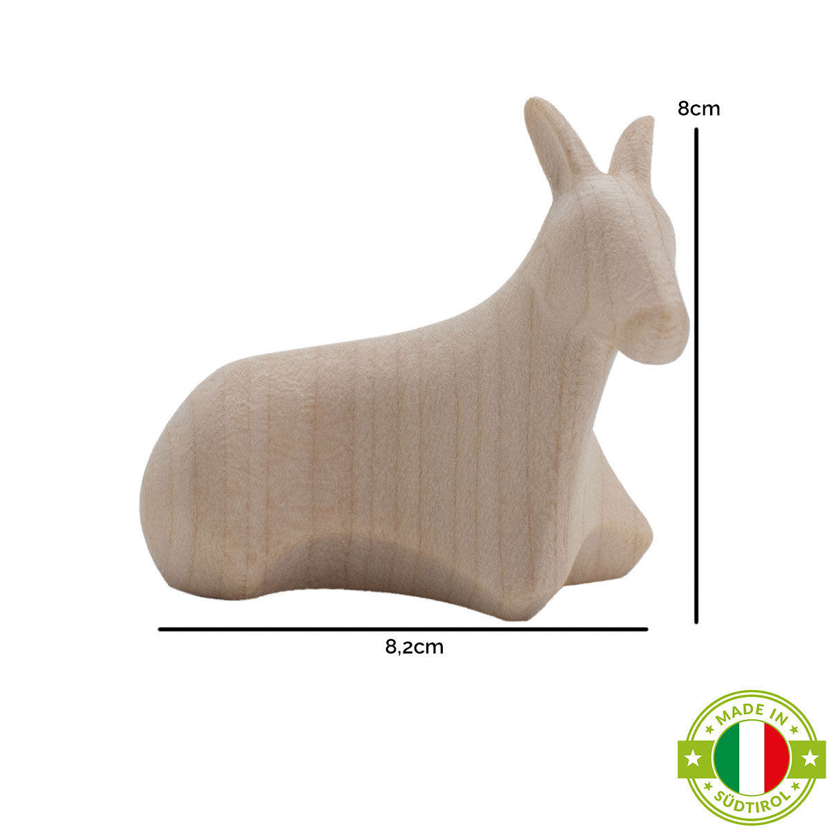 Krippenfigur ‘Esel’ | Ahorn natur | Made in Südtirol | Größe D - Höhe 8 cm