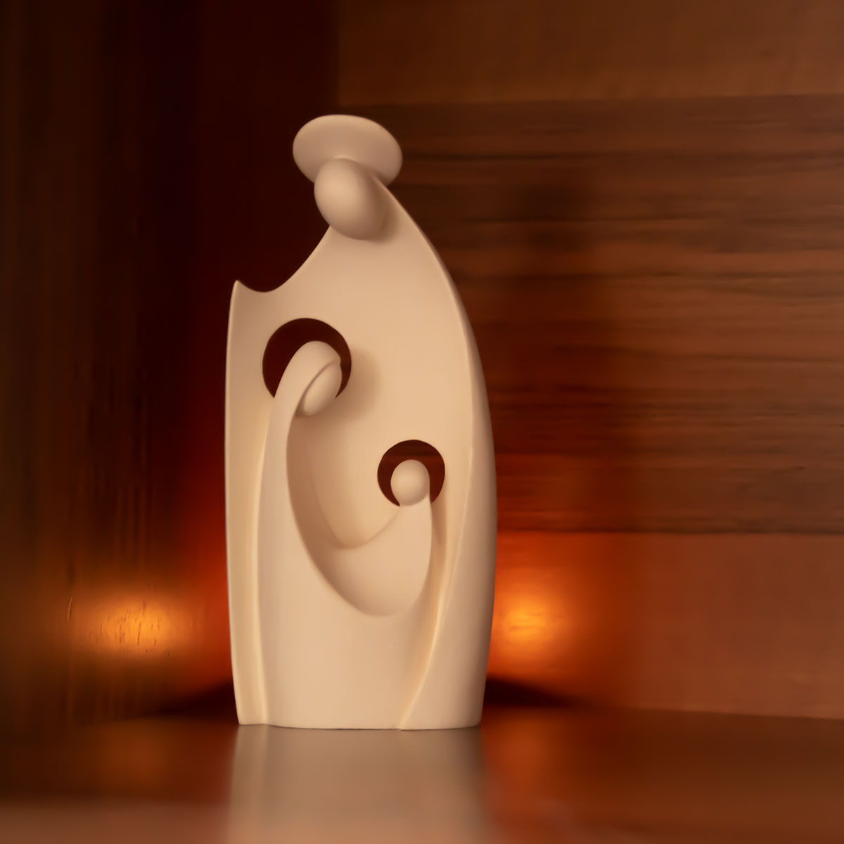 Krippenblock ‘Heilige Familie’ | aus einem Holzstück gefertigt | Made in Südtirol | Ahorn natur | Höhe 8,5 cm