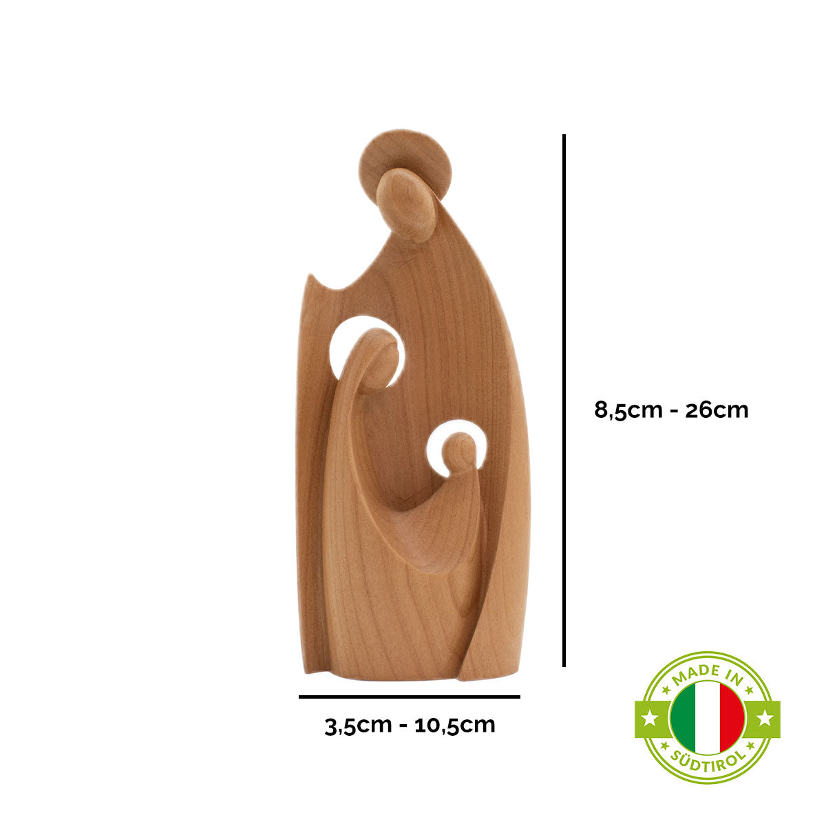 Krippenblock ‘Heilige Familie’ | aus einem Holzstück gefertigt | Made in Südtirol | Ahorn natur | Höhe 8,5 cm