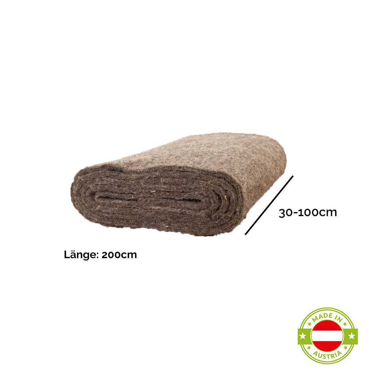 Winterschutzmatte aus reinem Schafwollfilz | 30 x 200 x 0,5 cm | naturweiß | 500 g/m²