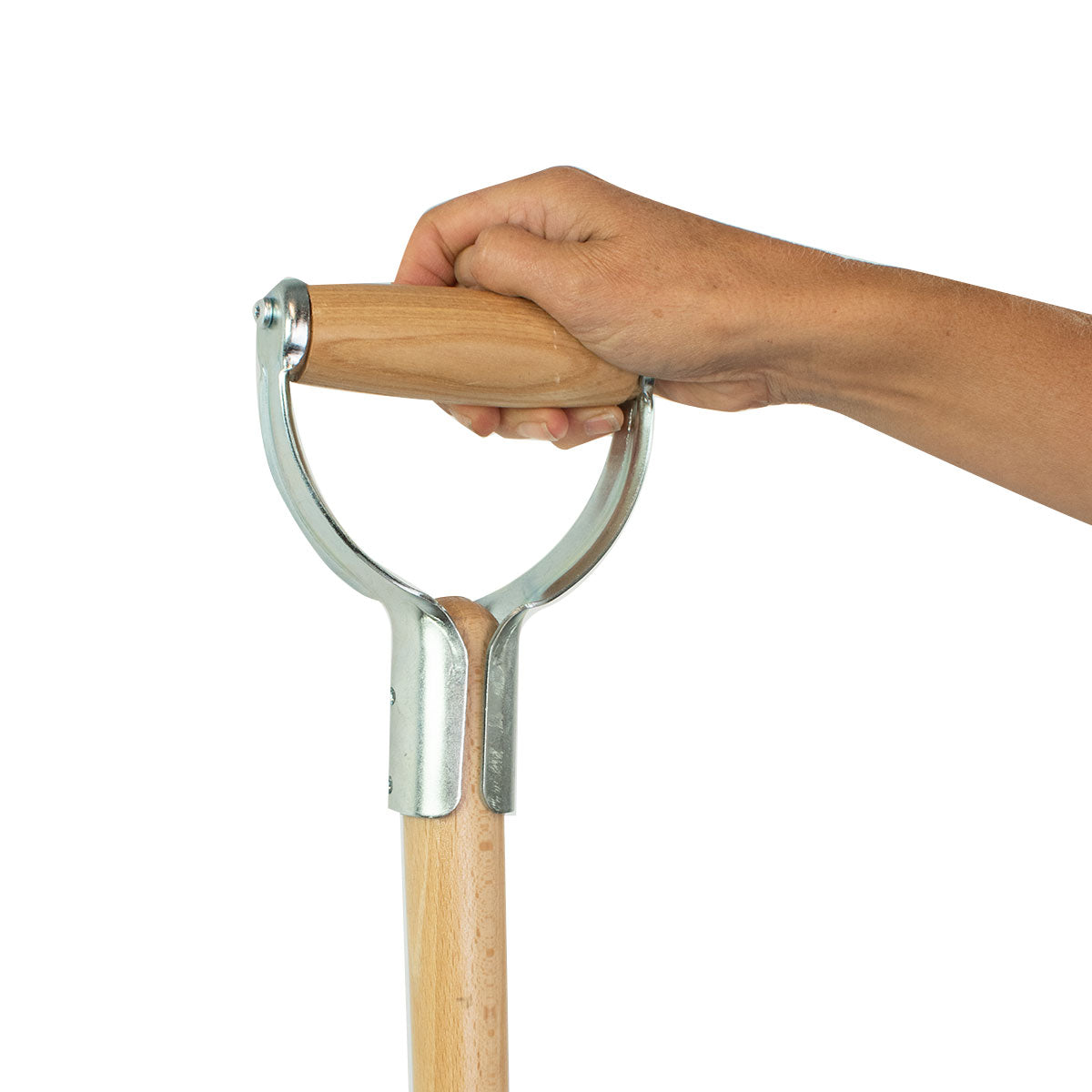 D-Griff aus Eisen und Holz |  für Stiele mit DM 3 bis 4 cm