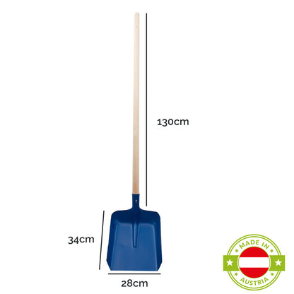 Randschaufel aus Stahlblech mit 130 cm Hartholzstiel | Blattbreite 28 cm | Made in Austria
