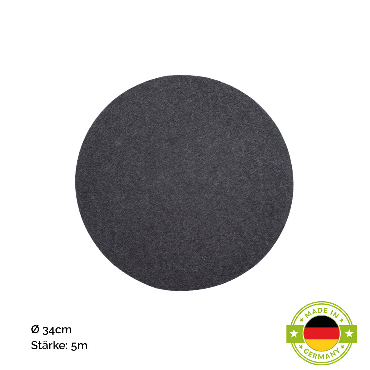 Sitz- oder Tisch-Auflage 'Color' | rund | aus 100% Schafwolle | Lind Grün | Durchmesser 34 cm | Materialstärke 5 mm | Made in Germany