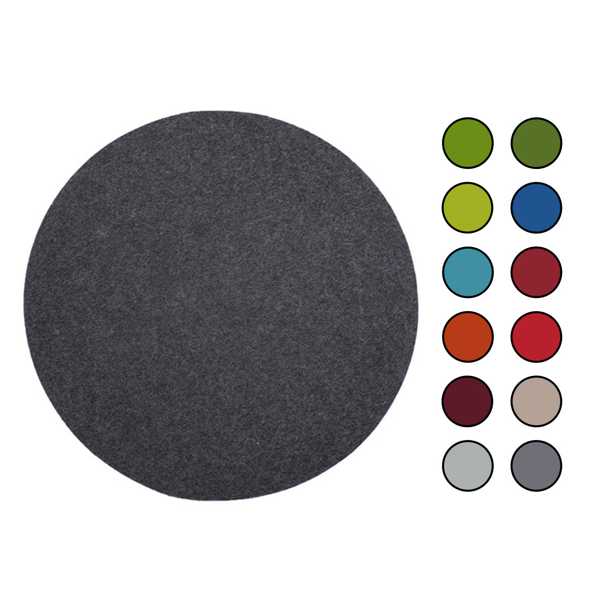 Sitz- oder Tisch-Auflage 'Color' | rund | aus 100% Schafwolle | Lind Grün | Durchmesser 34 cm | Materialstärke 5 mm | Made in Germany