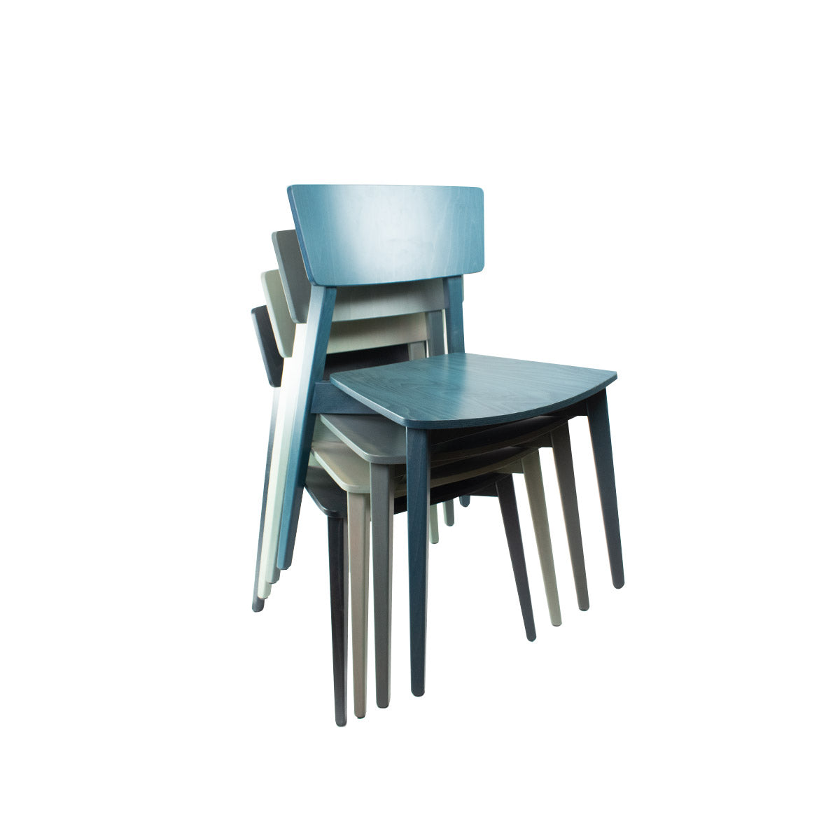 Stapelstuhl 'Mina' | 2er-Set | aus massiver Buche, Hellblau / Scoglio