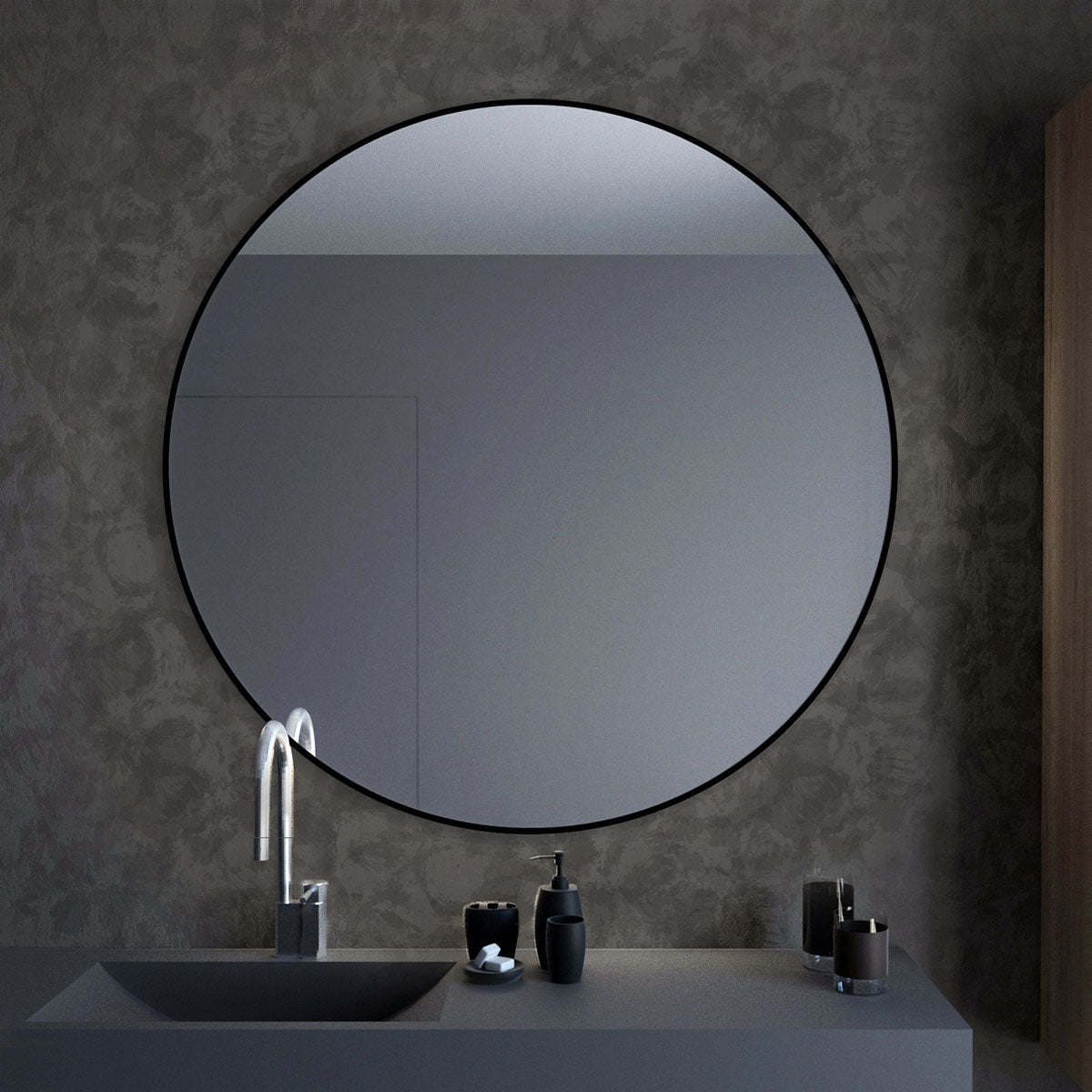 Spiegel rund 'Matteo' | DM 50 cm | in schwarz | Manufactured in Europe