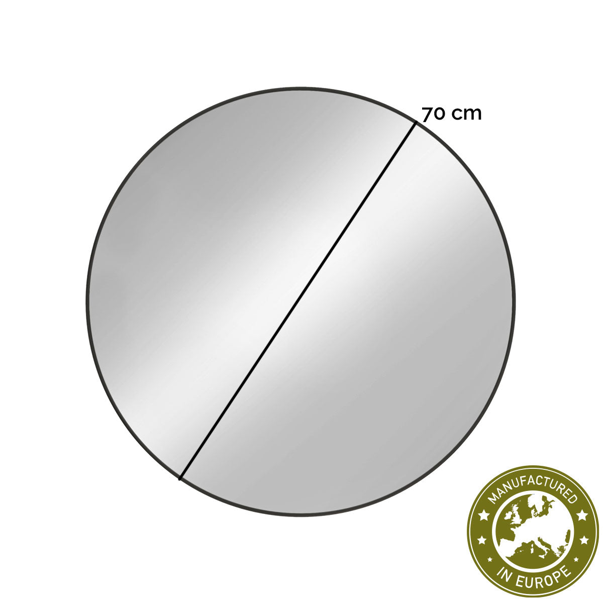 Spiegel rund 'Matteo' | DM 70 cm | in schwarz | Manufactured in Europe