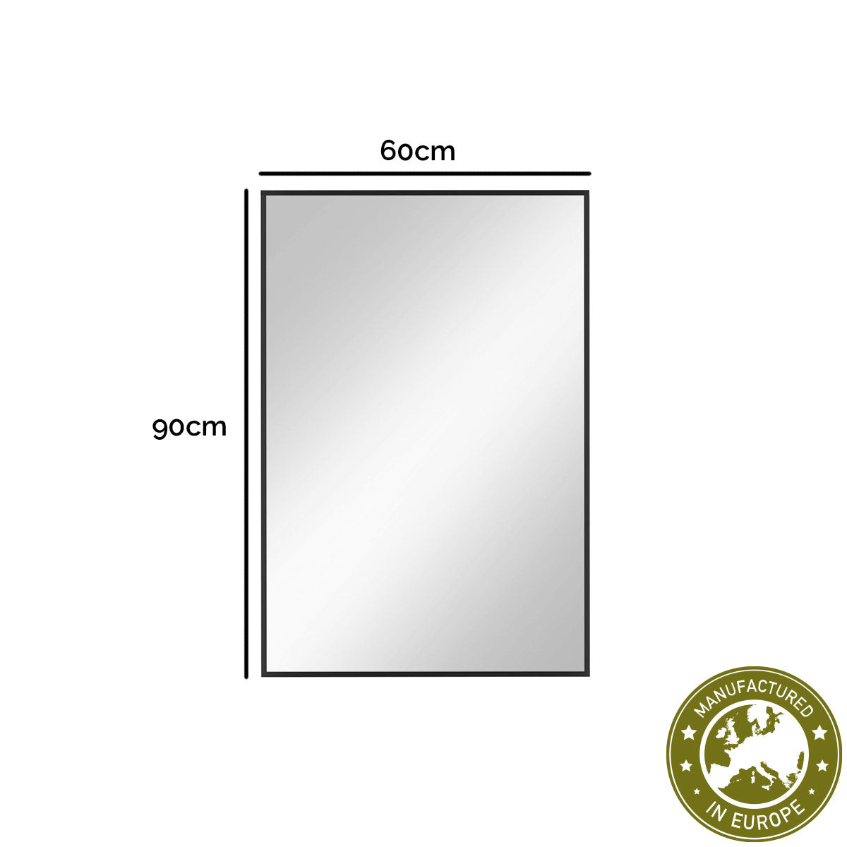 Spiegel rechteckig 'Er' | 60 x 90 x 0,4 cm | in schwarz | Manufactured in Europe