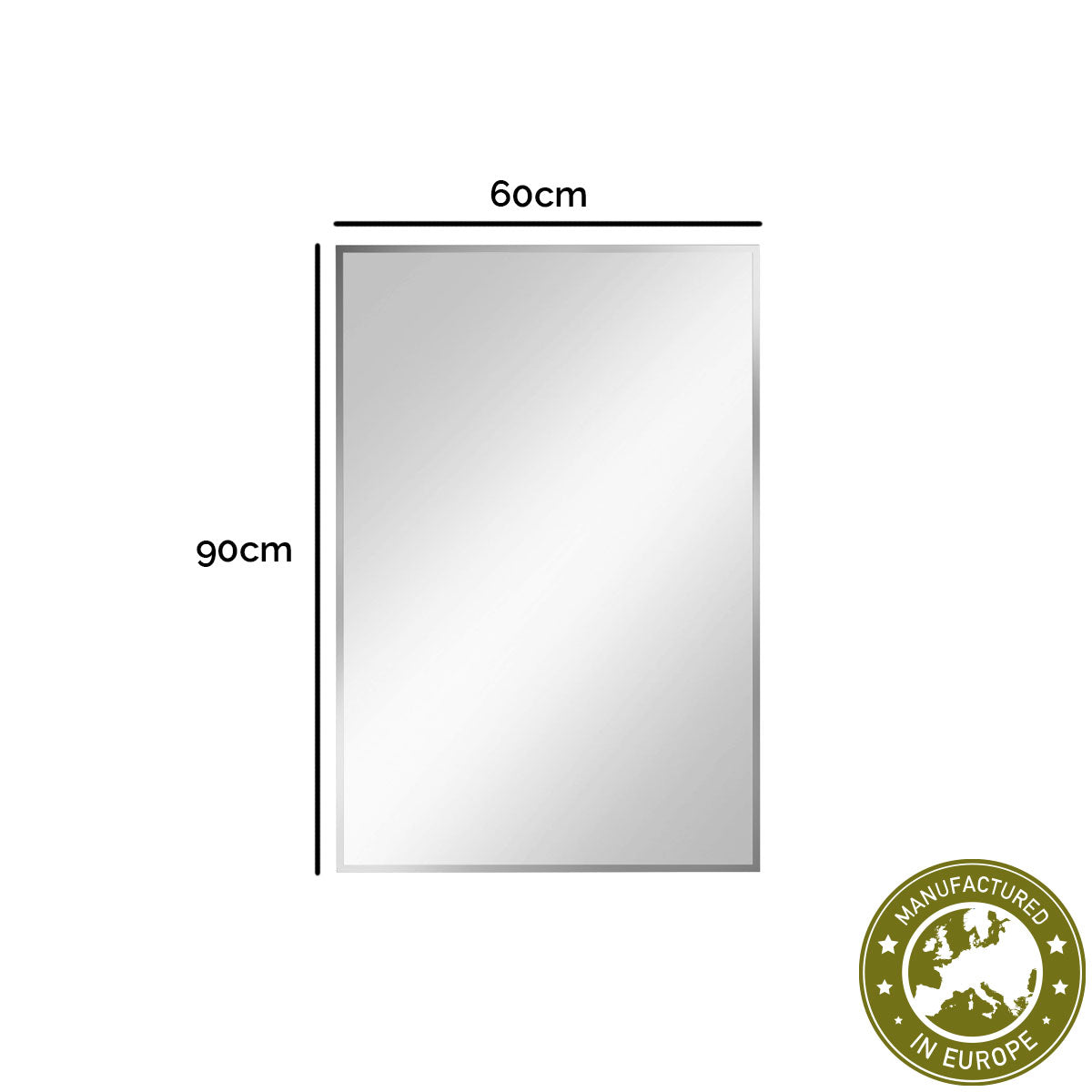 Spiegel rechteckig 'Er' | 60 x 90 x 0,4 cm | in silber | Manufactured in Europe