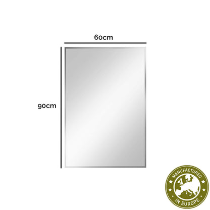 Spiegel rechteckig 'Er' | 60 x 90 x 0,4 cm | in silber | Manufactured in Europe