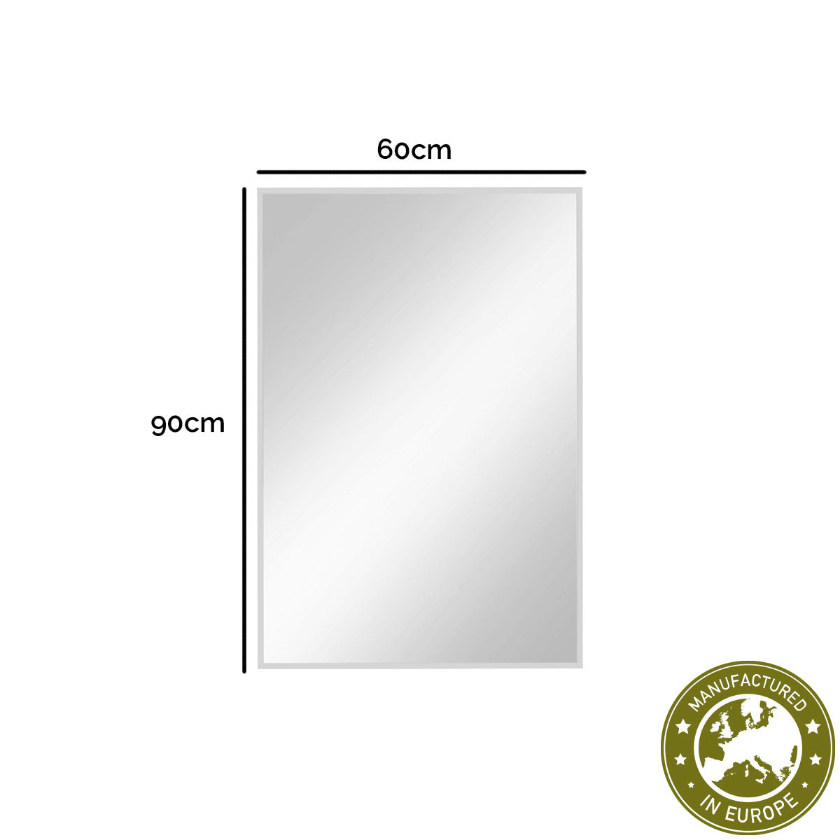 Spiegel rechteckig 'Er' | 60 x 90 x 0,4 cm | in weiß | Manufactured in Europe