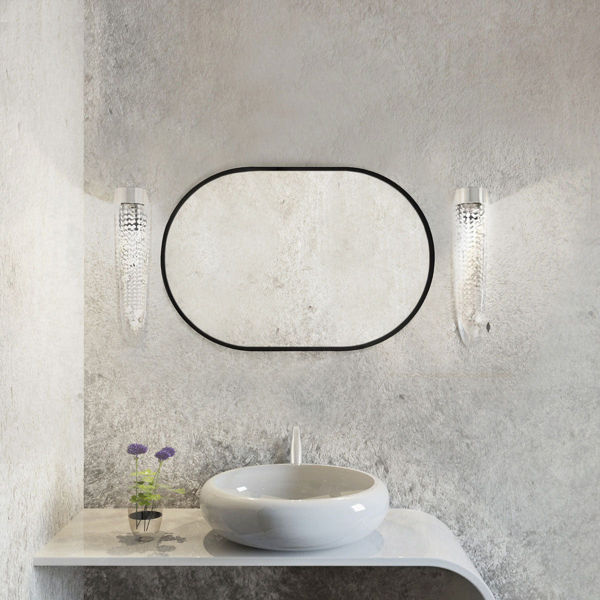 Spiegel pastillenförmig 'Pille' | 95 x 40 cm | in schwarz | Manufactured in Europe