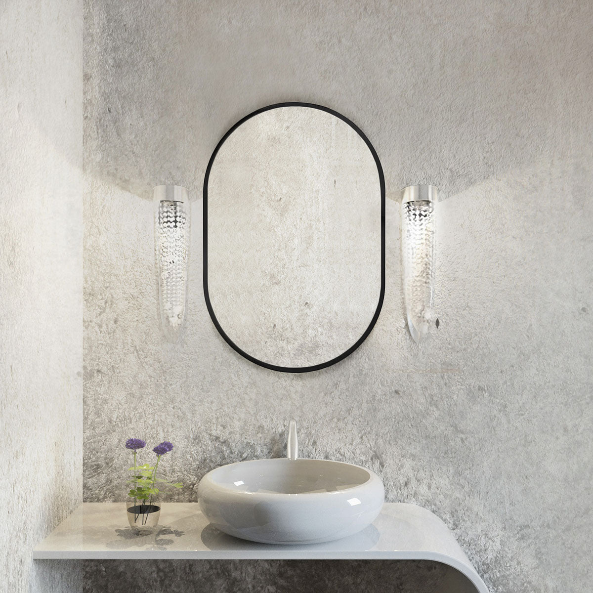 Spiegel pastillenförmig 'Pille' | 95 x 40 cm | in schwarz | Manufactured in Europe