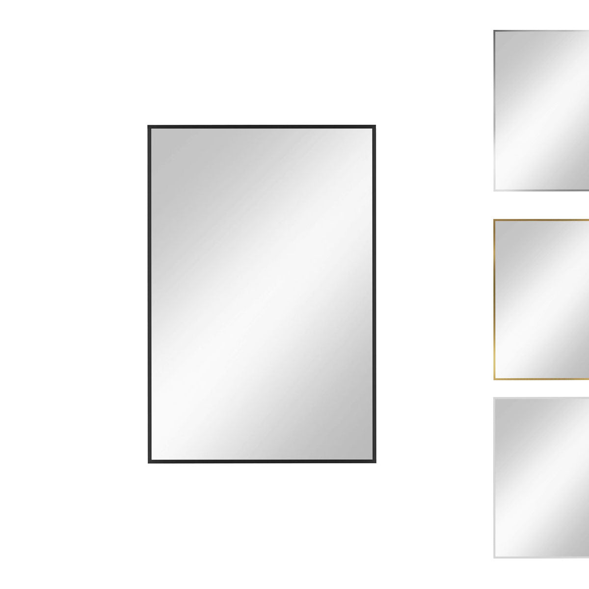 Spiegel rechteckig 'Er' | 60 x 90 x 0,4 cm | in schwarz | Manufactured in Europe