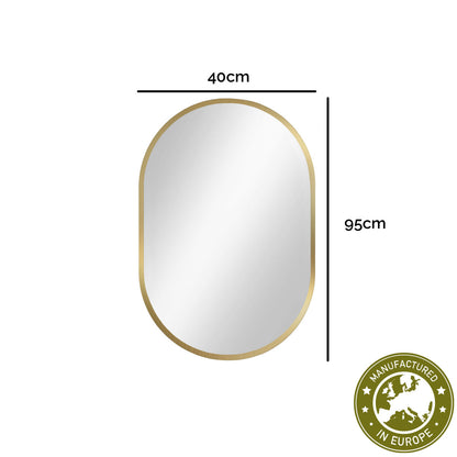 Spiegel pastillenförmig 'Pille' | 95 x 40 cm | in gold | Manufactured in Europe