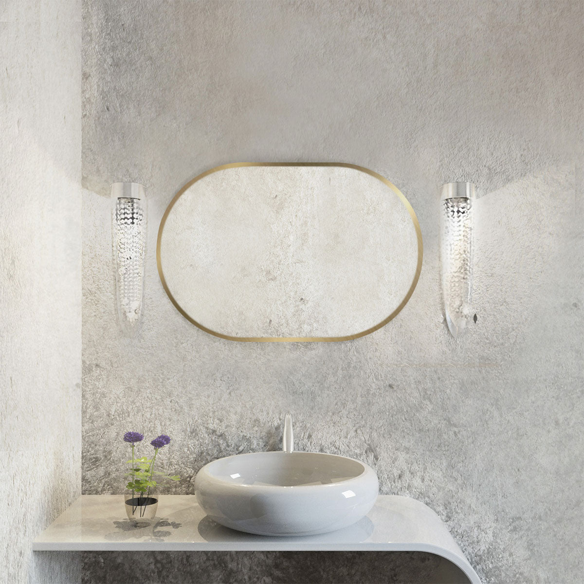 Spiegel pastillenförmig 'Pille' | 95 x 40 cm | in gold | Manufactured in Europe