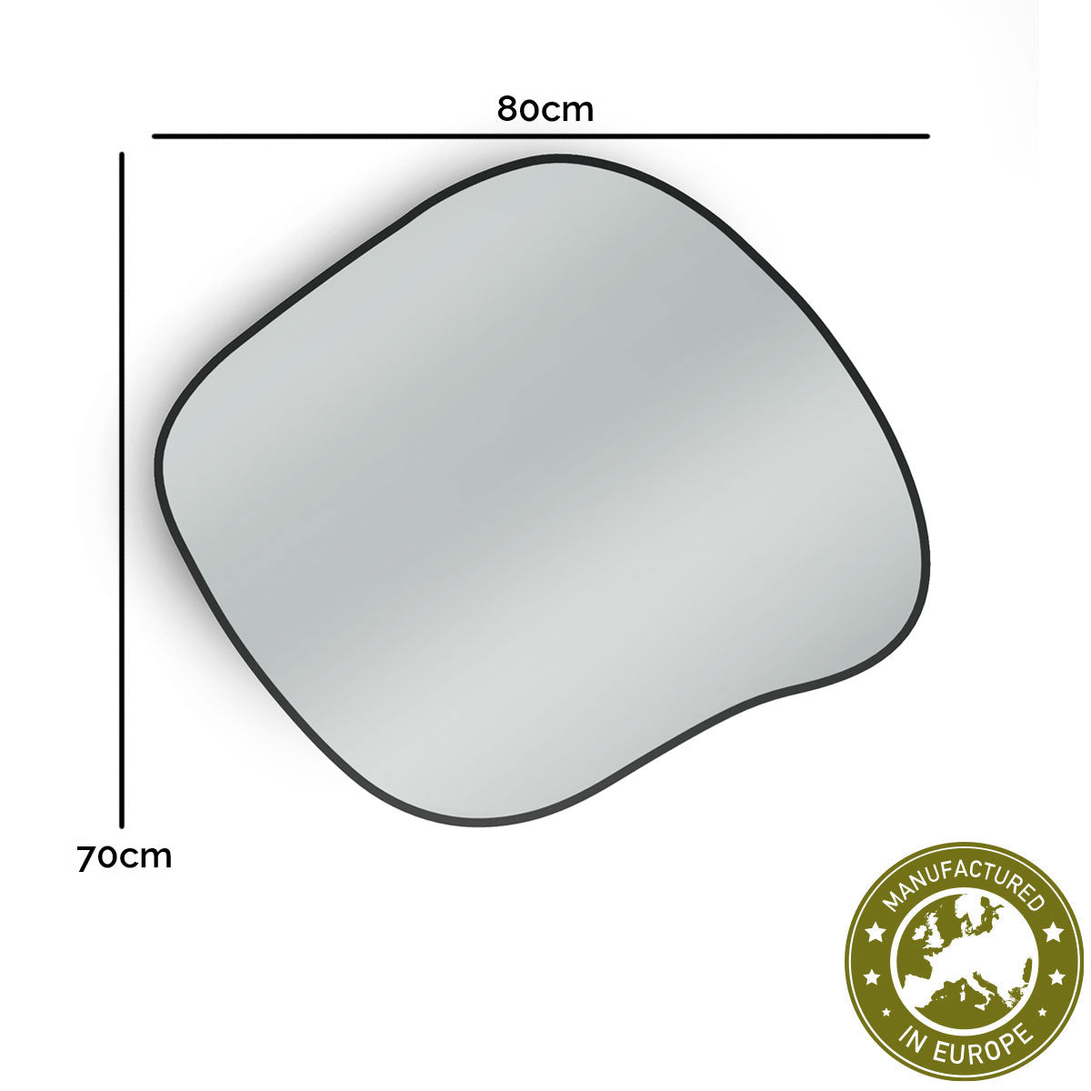 Spiegel organisch 'Xenia' | 80 x 70 cm | in schwarz | Manufactured in Europe