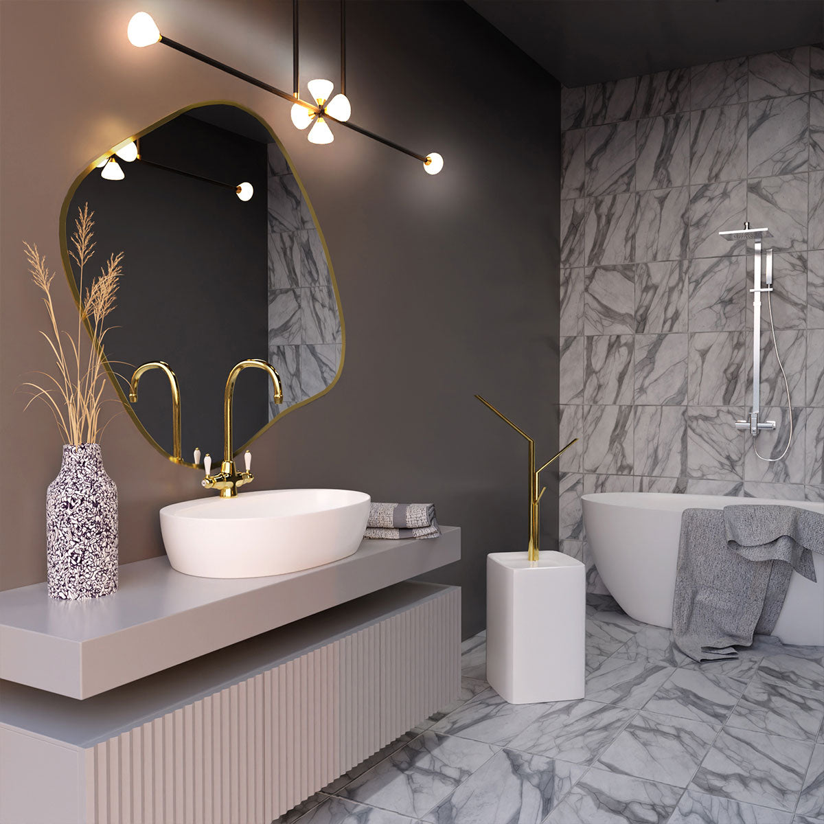 Spiegel organisch 'Xenia' | 90 x 77 cm | in gold | Manufactured in Europe