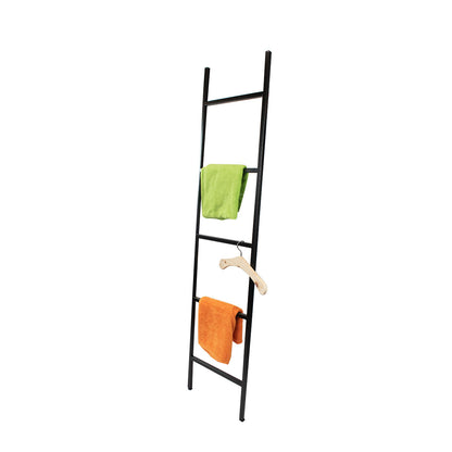 Handtuchleiter zum Anlehnen 'Leila' | Metallhohlrohr lackiert | 40 x 2 x150 cm | in schwarz | Manufactured in Europe