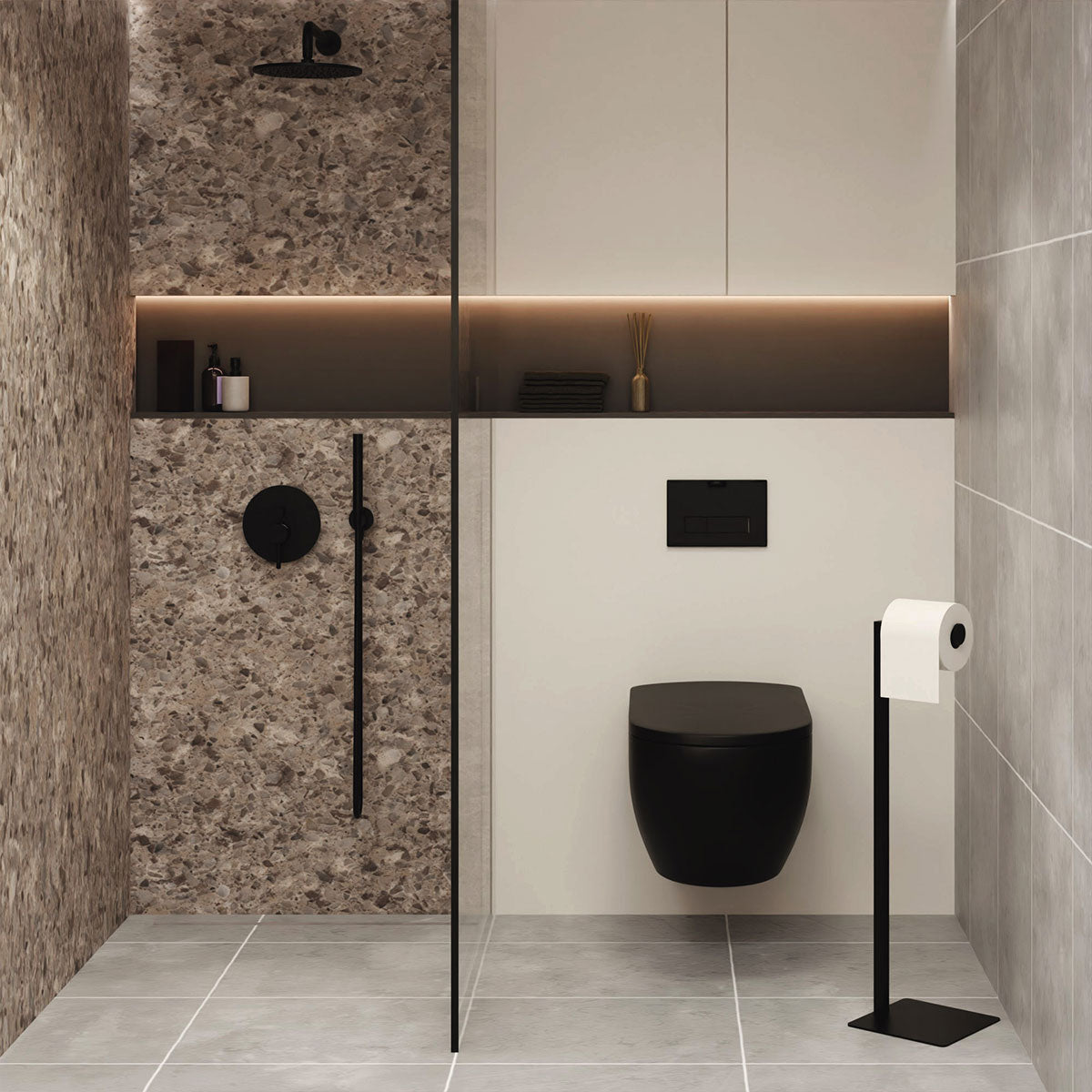 Toilettenpapier Ständer 'Levi' | Metallhohlrohr lackiert | in schwarz | Manufactured in Europe