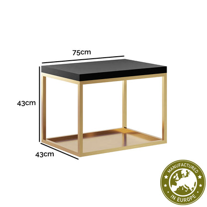 Konsole hängend 'Ava' | für Bad und Wohnraum | Metallhohlrohr lackiert | 75 x 43 x 43 cm | Gestell gold und Platte schwarz | Manufactured in Europe