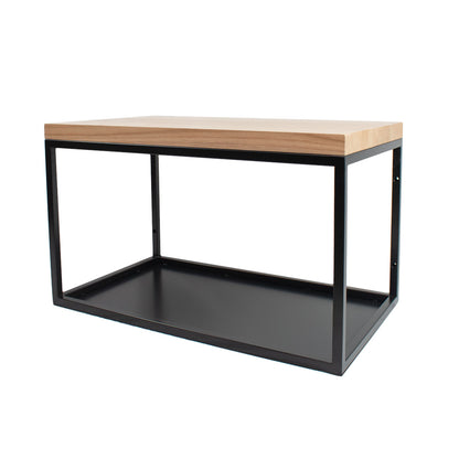 Konsole hängend 'Ava' | für Bad und Wohnraum | Metallhohlrohr lackiert | 60 x 35 x 45 cm | Gestell schwarz und Platte Eiche | Manufactured in Europe
