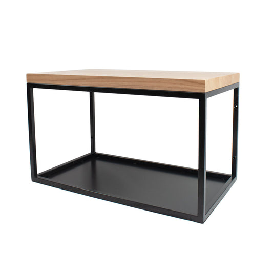 Konsole hängend 'Ava' | für Bad und Wohnraum | Metallhohlrohr lackiert | 60 x 35 x 45 cm | Gestell schwarz und Platte Eiche | Manufactured in Europe