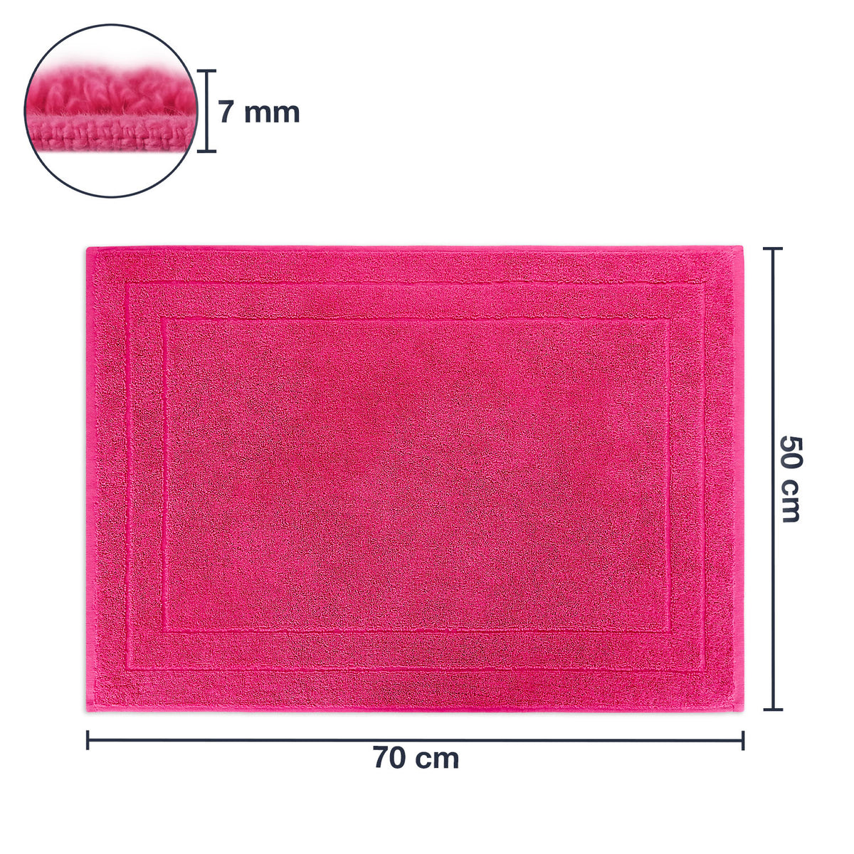Frottier Badvorleger 'Enrico' | 50 x 70 cm | 100% Baumwolle | in Pink