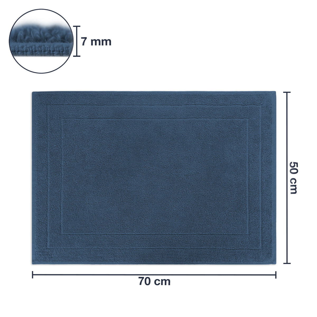 Frottier Badvorleger 'Enrico' | 50 x 70 cm | 100% Baumwolle | in Blau