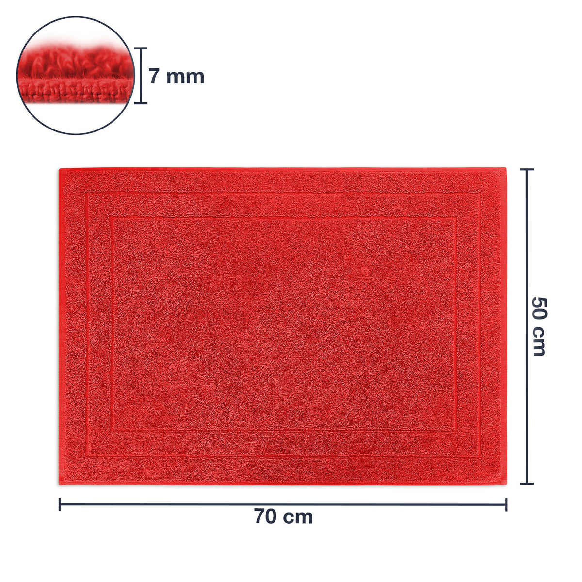 Frottier Badvorleger 'Enrico' | 50 x 70 cm | 100% Baumwolle | in Rot