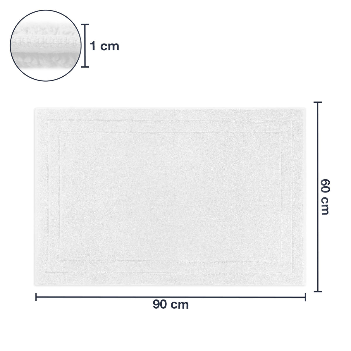 Frottier Badvorleger 'Edward' | 60 x 90 cm | 100% Baumwolle | in Weiß