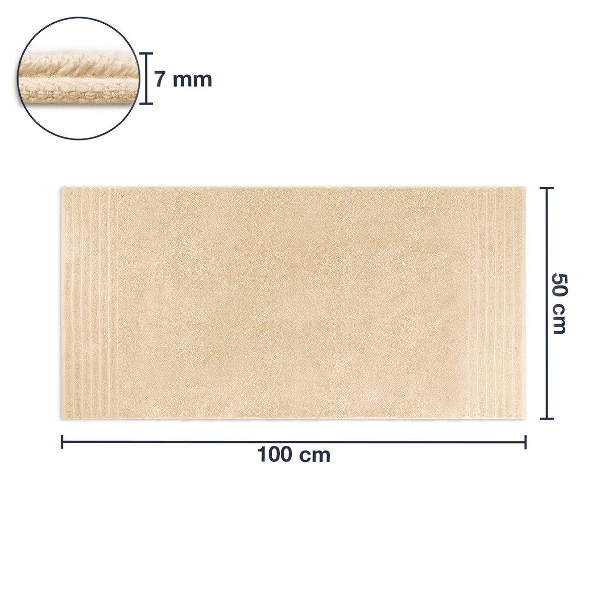 Frottier Handtuch 'Edward' | 50 x 100 cm | 100% Baumwolle | in Beige