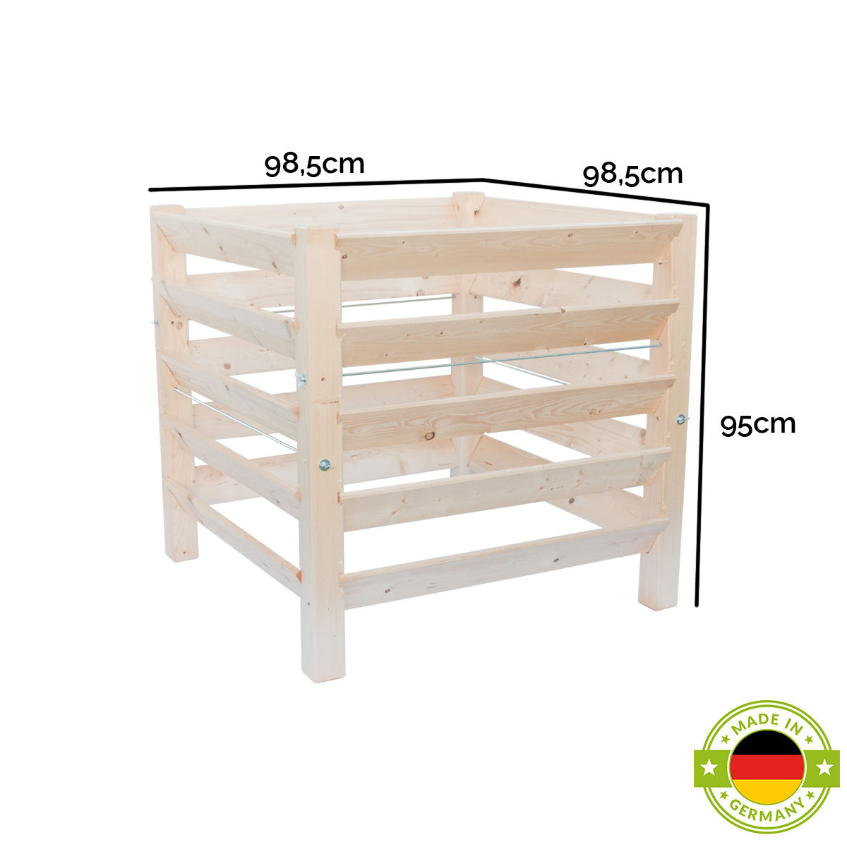 Holzkomposter 'Zero Waste' aus massiver Fichte | Stecksystem | 98,5 x 98,5 x 95 cm | flexibel und stabil | Made in Germany
