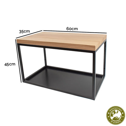 Konsole hängend 'Ava' | für Bad und Wohnraum | Metallhohlrohr lackiert | 60 x 35 x 45 cm | Gestell schwarz und Platte Eiche | Manufactured in Europe