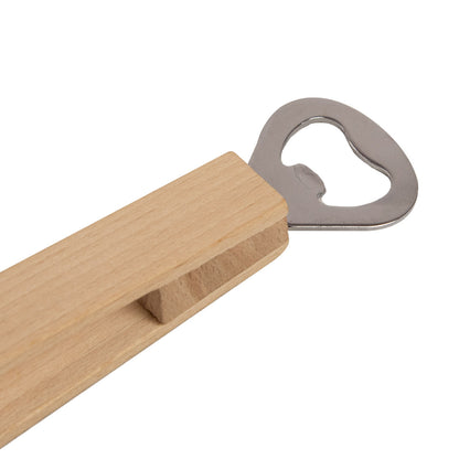 Grillzange aus Buchenholz mit eingebautem Flaschenöffner |  360x55x40 mm