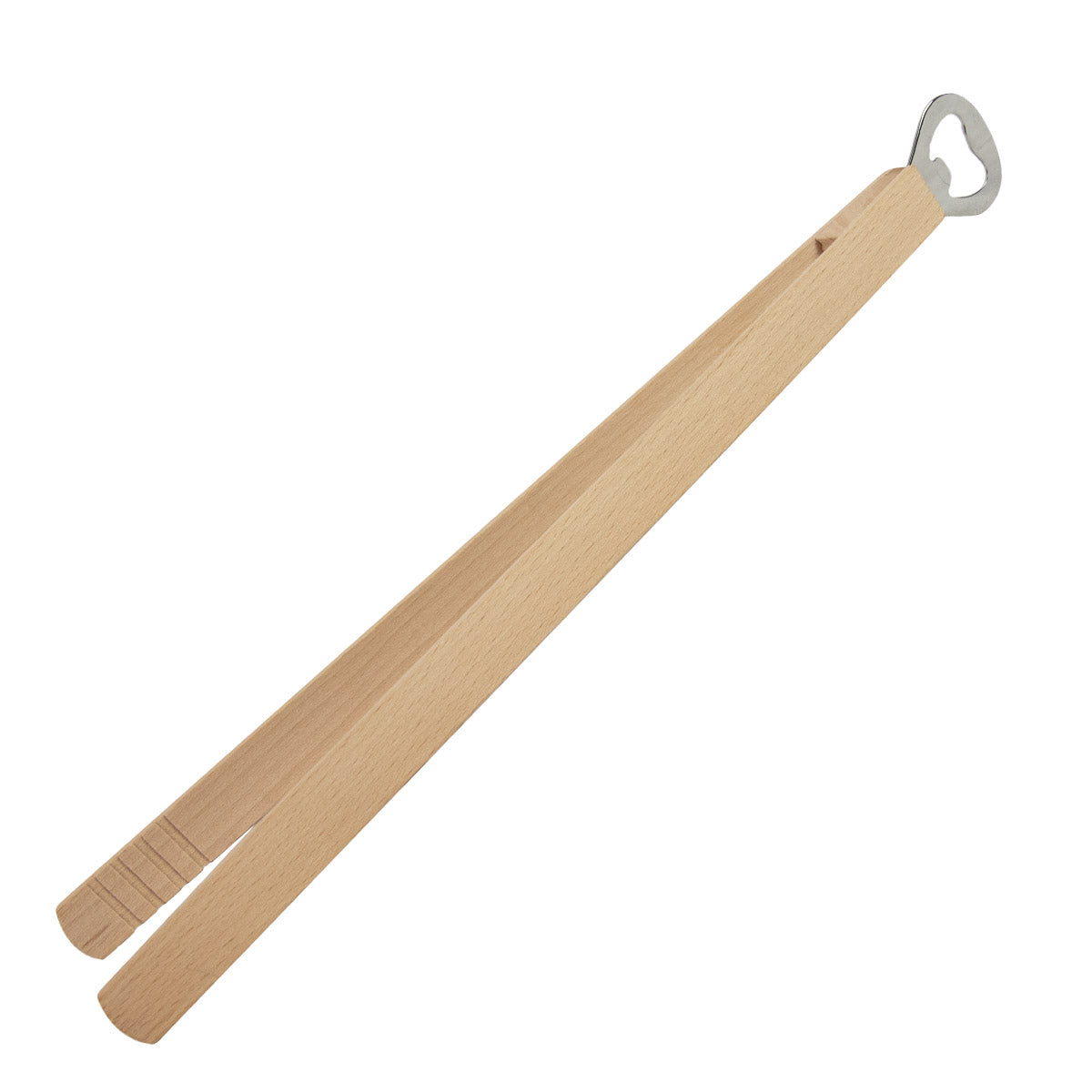 Grillzange aus Buchenholz mit eingebautem Flaschenöffner |  360x55x40 mm