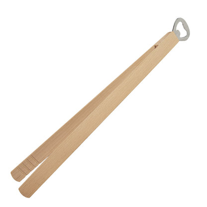 Grillzange aus Buchenholz mit eingebautem Flaschenöffner |  360x55x40 mm