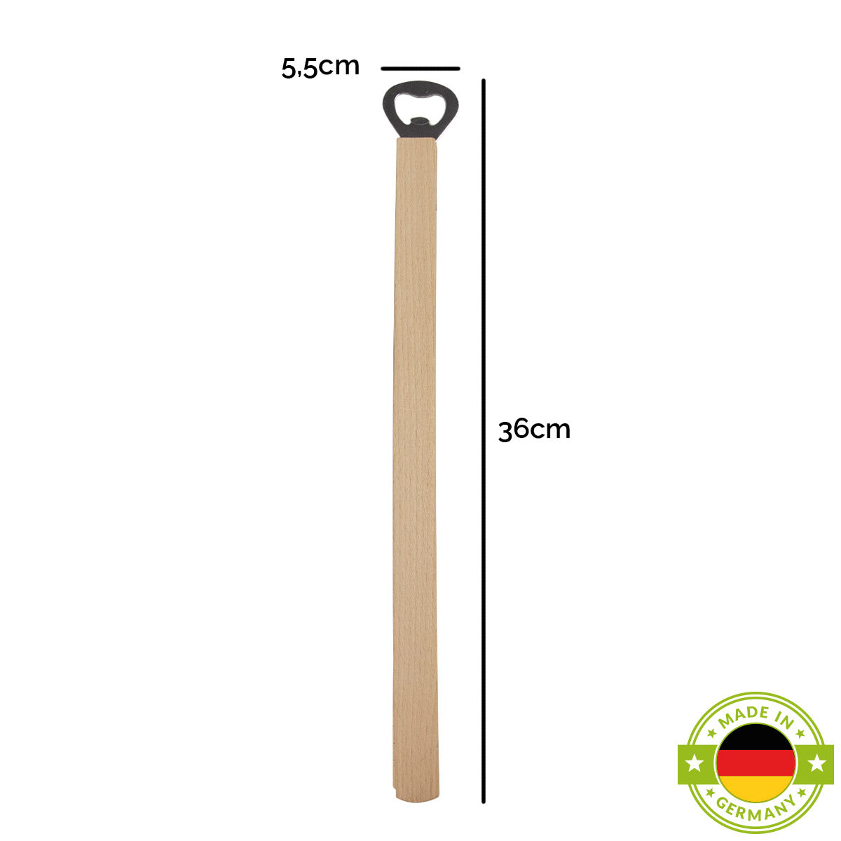 Grillzange aus Buchenholz mit eingebautem Flaschenöffner |  360x55x40 mm