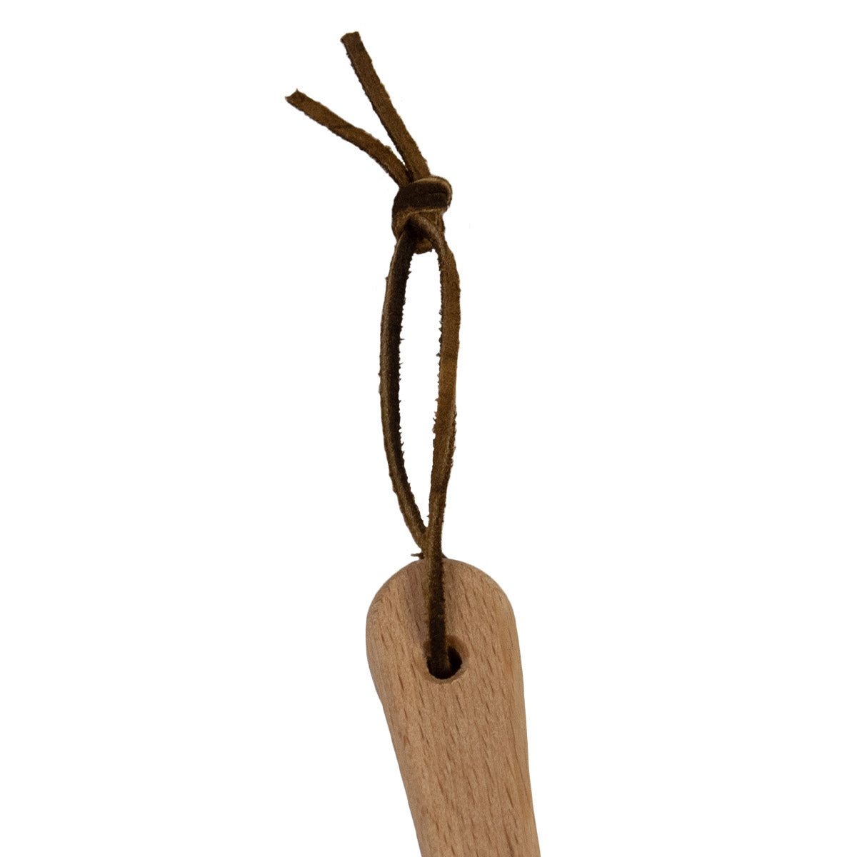 Robuster Schuhlöffel aus Buchenholz mit Lederband | langstielig | 370x34x11 mm