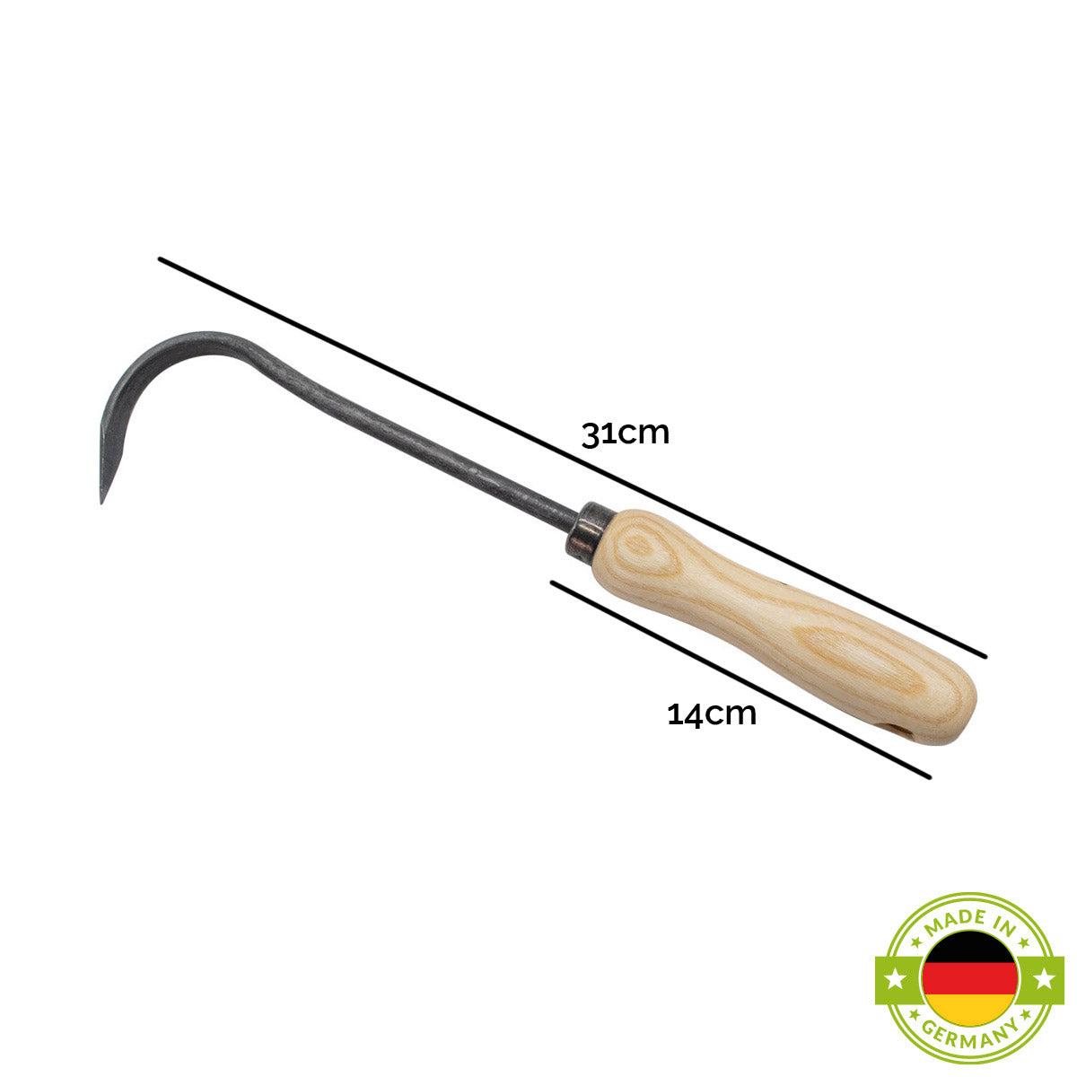 Bio-Sauzahn | aus Schwedenstahl | mit 14 cm ergonomischen Eschengriff | handgeschmiedet in Deutschland