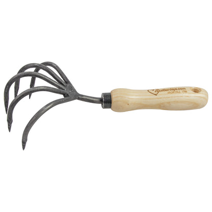 Grubber mit 5 Zinken | aus Schwedenstahl | mit 14 cm ergonomischen Eschengriff | handgeschmiedet in Deutschland