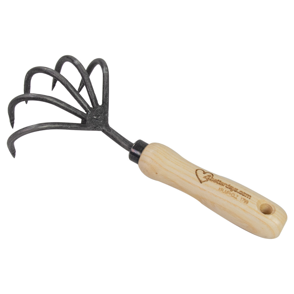 Grubber mit 5 Zinken | aus Schwedenstahl | mit 14 cm ergonomischen Eschengriff | handgeschmiedet in Deutschland