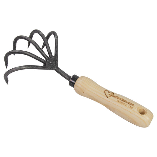 Grubber mit 5 Zinken | aus Schwedenstahl | mit 14 cm ergonomischen Eschengriff | handgeschmiedet in Deutschland