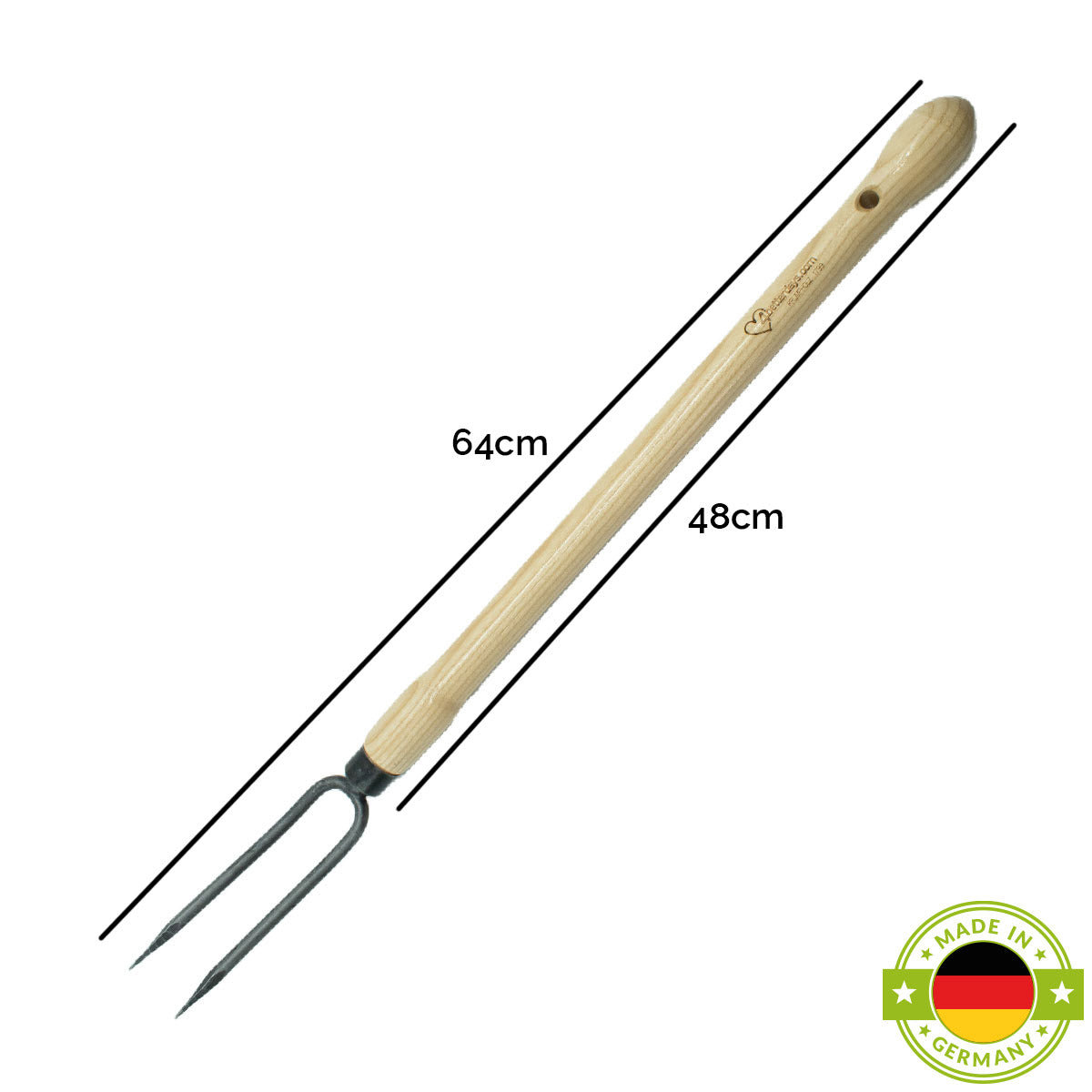 Rosen-Handgabel | mit 48 cm Eschen-Knopf-Stiel